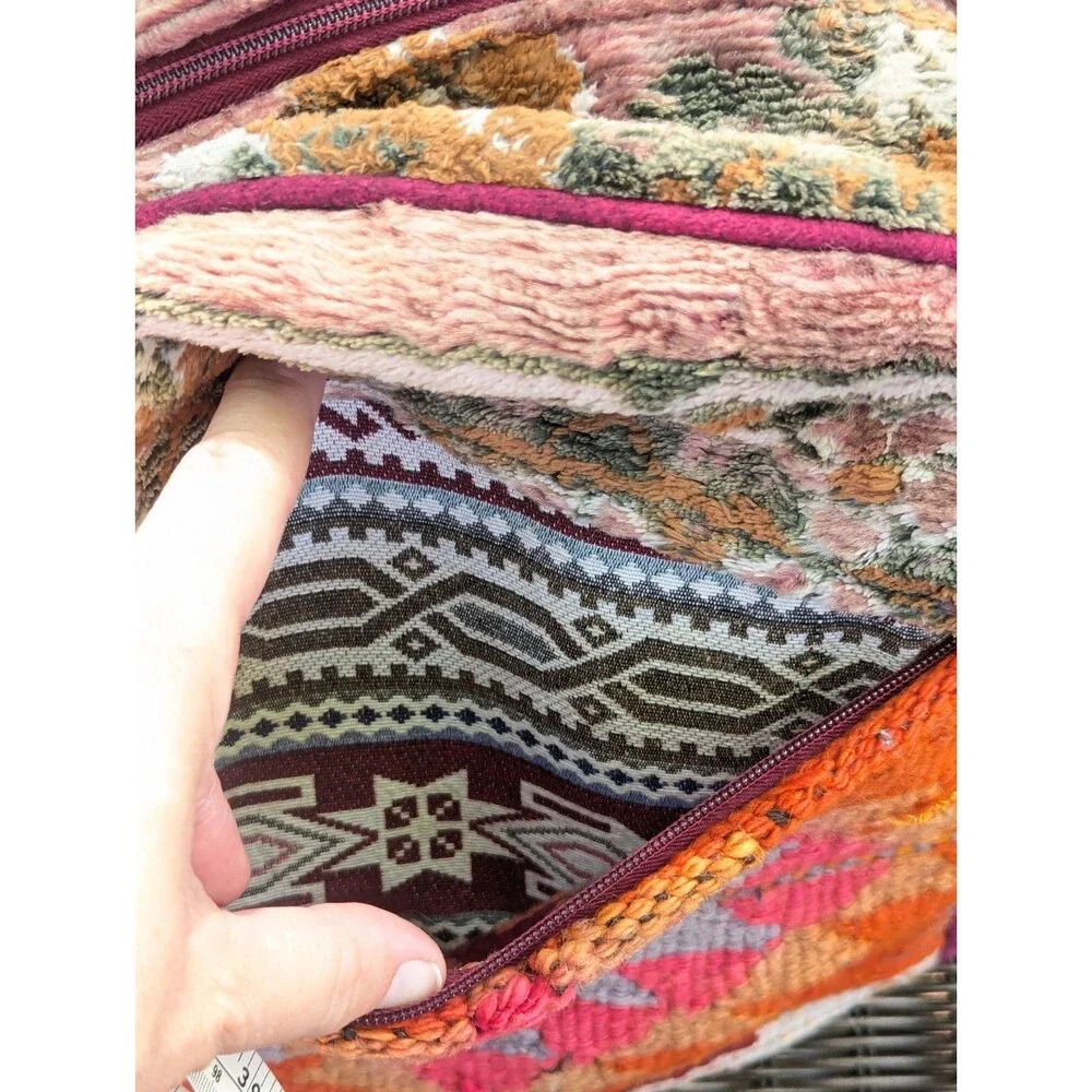 Vintage Kilim Carpet Backpack Woven Wool Rug Boho Whimsigoth Southwest Geometric
